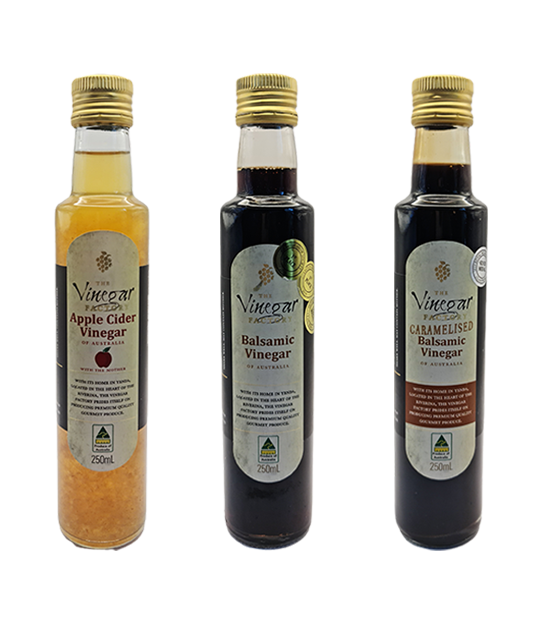 Apple Cider Vinegar 250ml + Balsamic Vinegar 250ml + Caramelised
