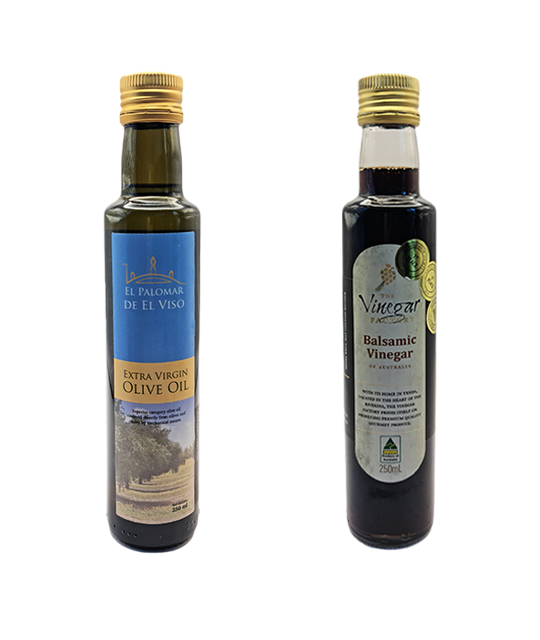 Extra Virgin Olive Oil 500ml + Balsamic Vinegar 250ml The Gourmet Boomer